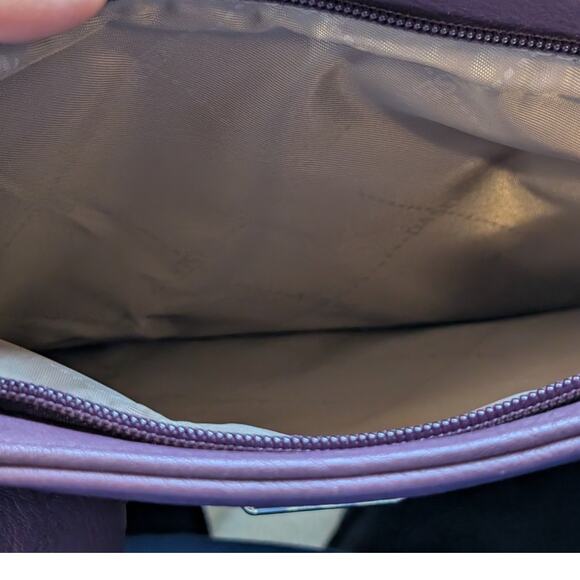 Dasein Purple Leather Gold Tone Metal Three Large Compartment Satchel Handbag - Picture 9 of 14